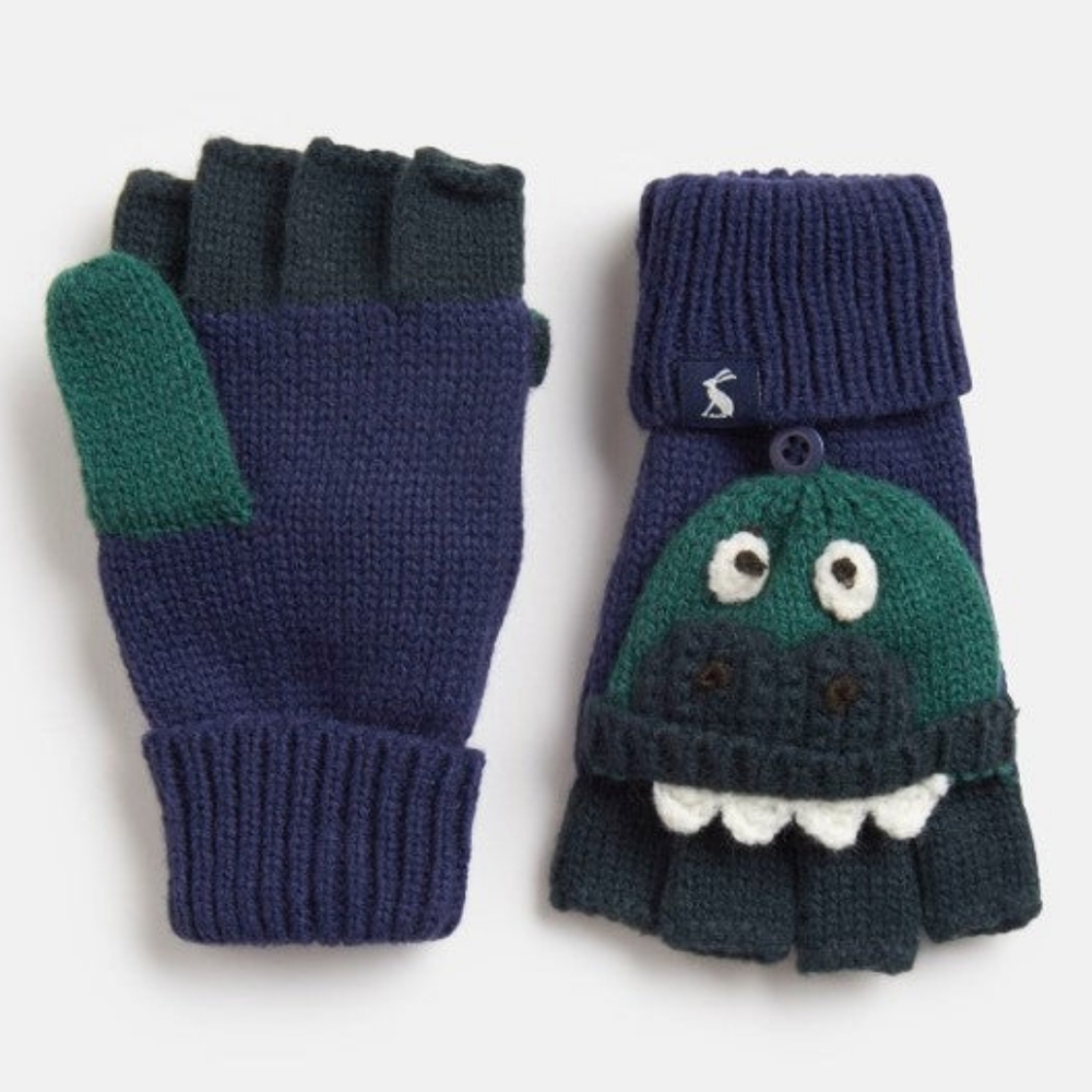 NWT Joules Chummy Navy Green Dino Converter Gloves